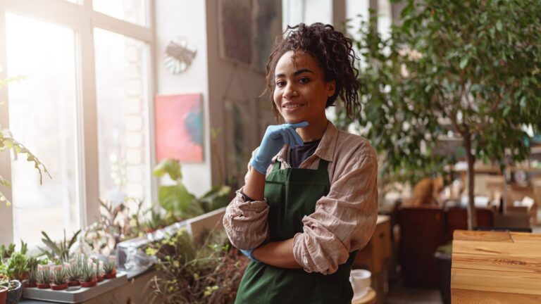 Local florist standing in her shop in Hartford County